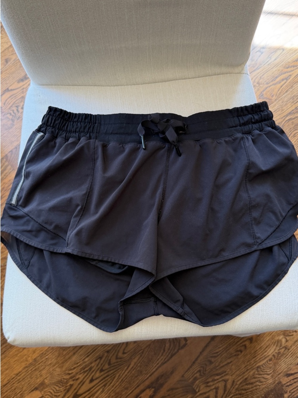Women's Black Lululemon Active Running Shorts with Drawstring Waist